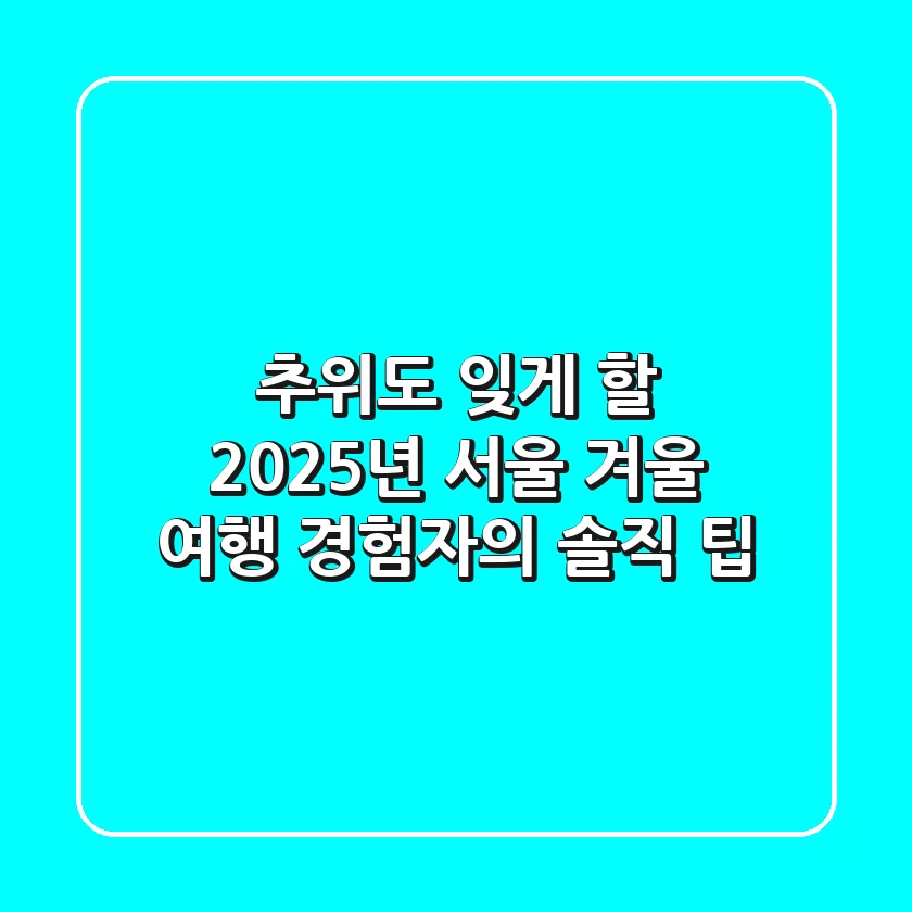 추위도 잊게 할 2025년 서울 겨울 여행, 경험자의 솔직 팁