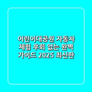 어린이대공원 자동차 체험, 후회 없는 완벽 가이드 (2025 최신판)