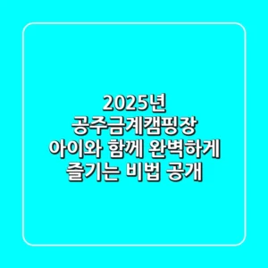 2025년 공주금계캠핑장, 아이와 함께 완벽하게 즐기는 비법 공개!
