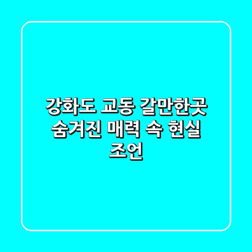 강화도 교동 갈만한곳: 숨겨진 매력 속 현실 조언