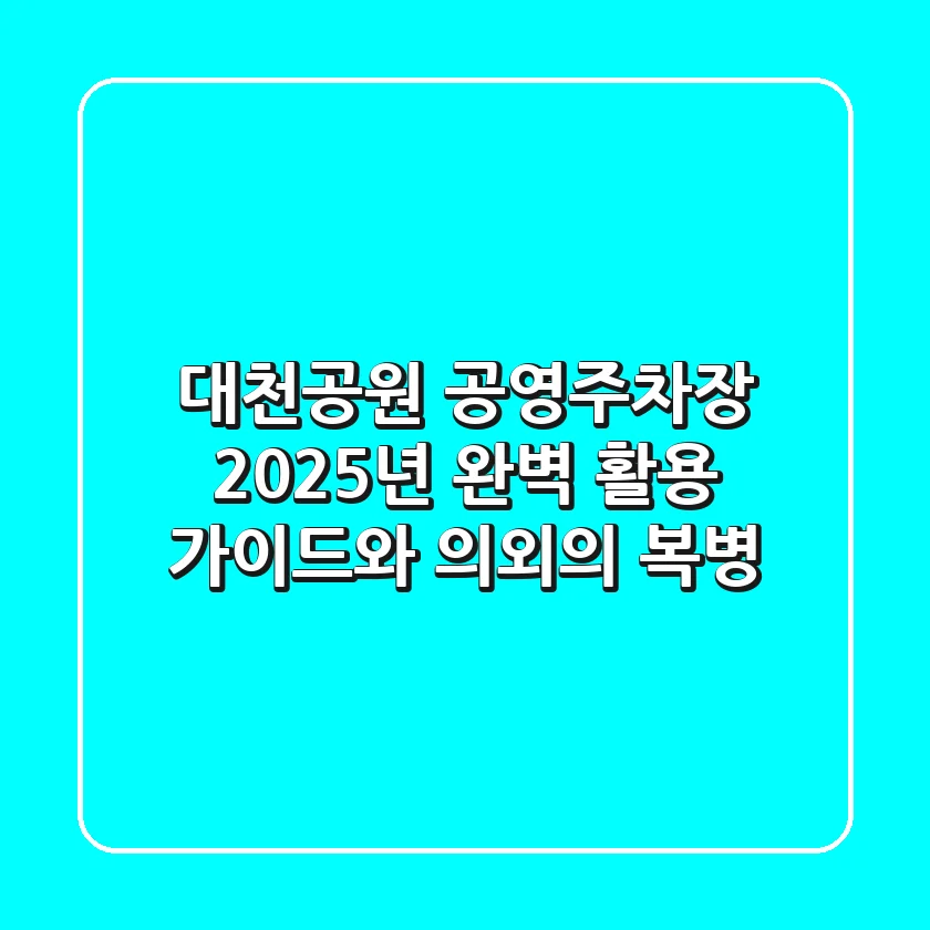 대천공원 공영주차장: 2025년 완벽 활용 가이드와 의외의 복병!