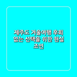 제주도 겨울여행: 후회 없는 선택을 위한 현실 조언