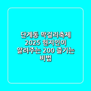 단계동 막걸리축제 2025: 현지인이 알려주는 200% 즐기는 비법