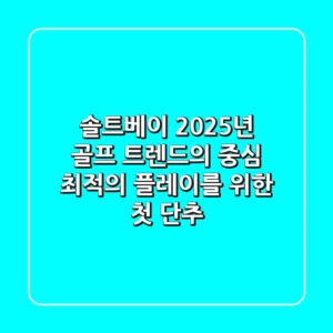 솔트베이, 2025년 골프 트렌드의 중심? 최적의 플레이를 위한 첫 단추!