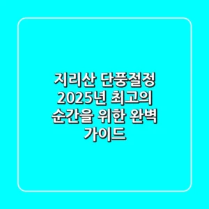 지리산 단풍절정, 2025년 최고의 순간을 위한 완벽 가이드