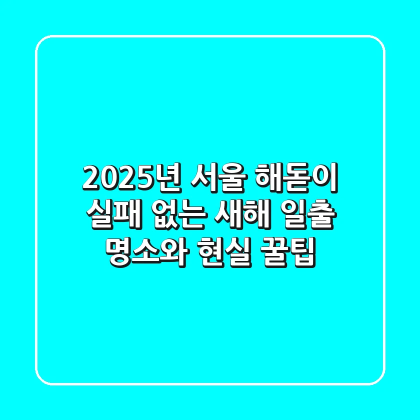 2025년 서울 해돋이: 실패 없는 새해 일출 명소와 현실 꿀팁