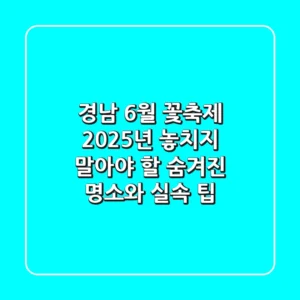경남 6월 꽃축제: 2025년 놓치지 말아야 할 숨겨진 명소와 실속 팁