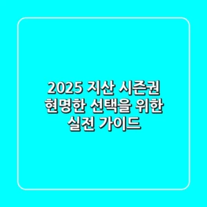 2025 지산 시즌권, 현명한 선택을 위한 실전 가이드