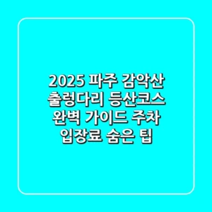 2025 파주 감악산 출렁다리 등산코스 완벽 가이드 | 주차, 입장료, 숨은 팁