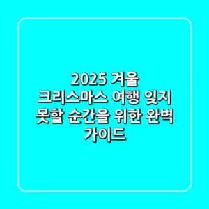2025 겨울 크리스마스 여행: 잊지 못할 순간을 위한 완벽 가이드