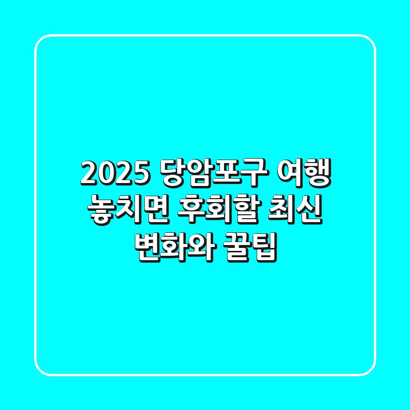 2025 당암포구 여행, 놓치면 후회할 최신 변화와 꿀팁