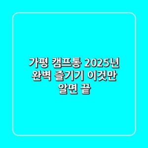 가평 캠프통: 2025년 완벽 즐기기, 이것만 알면 끝!