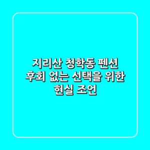 지리산 청학동 펜션, 후회 없는 선택을 위한 현실 조언