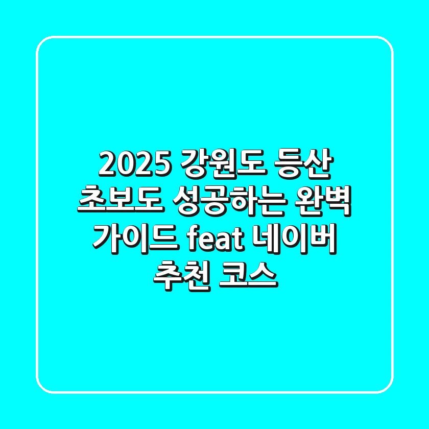 2025 강원도 등산, 초보도 성공하는 완벽 가이드 (feat. 네이버 추천 코스)