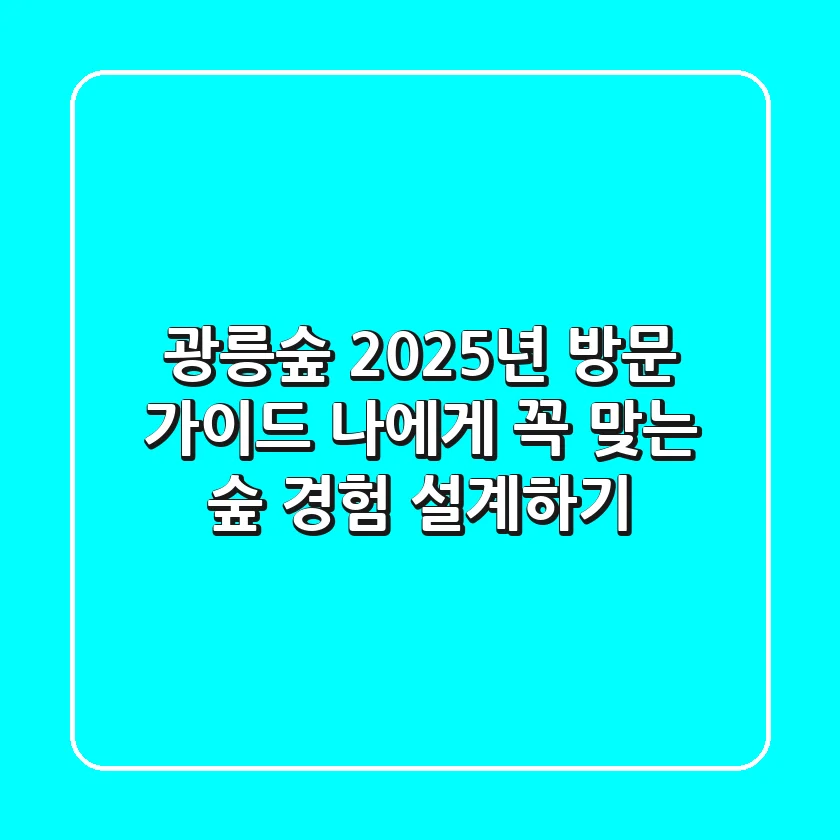 광릉숲 2025년 방문 가이드: 나에게 꼭 맞는 숲 경험 설계하기