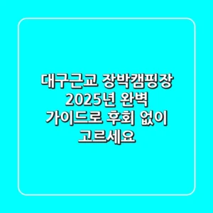 대구근교 장박캠핑장, 2025년 완벽 가이드로 후회 없이 고르세요!