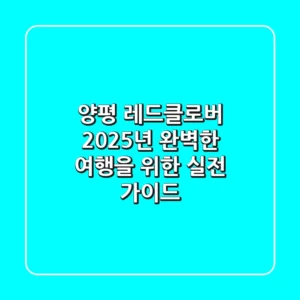 양평 레드클로버, 2025년 완벽한 여행을 위한 실전 가이드