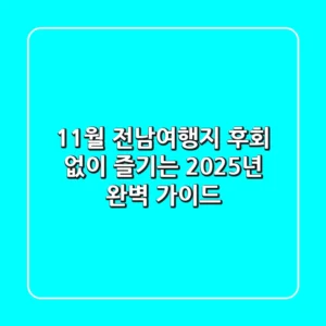 11월 전남여행지, 후회 없이 즐기는 2025년 완벽 가이드