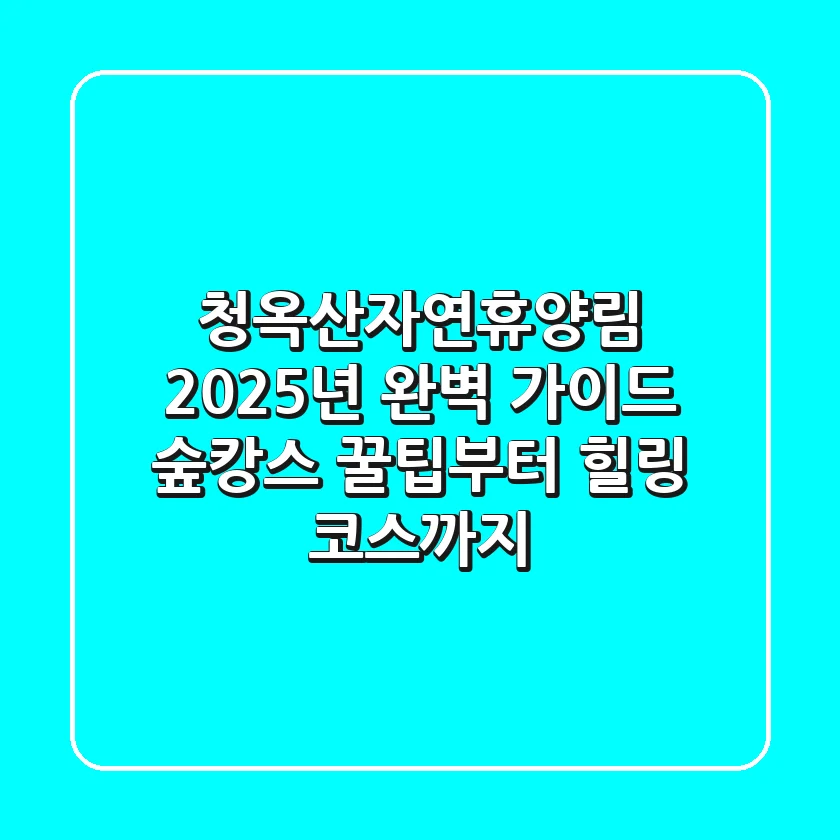 청옥산자연휴양림 2025년 완벽 가이드: 숲캉스 꿀팁부터 힐링 코스까지