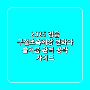 2025 정읍 구절초축제장: 변화와 즐거움 완벽 공략 가이드