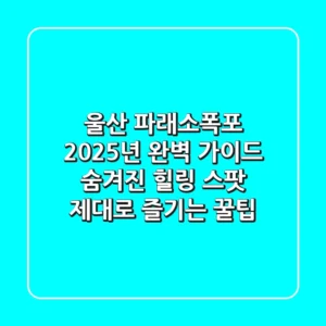 울산 파래소폭포 2025년 완벽 가이드: 숨겨진 힐링 스팟, 제대로 즐기는 꿀팁