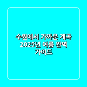수원에서 가까운 계곡, 2025년 여름 완벽 가이드