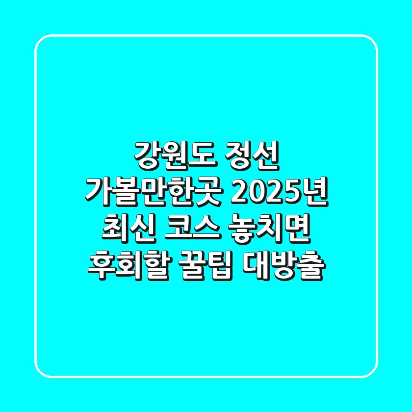 강원도 정선 가볼만한곳, 2025년 최신 코스 & 놓치면 후회할 꿀팁 대방출!