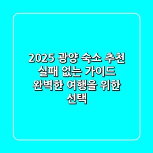 2025 광양 숙소 추천 실패 없는 가이드: 완벽한 여행을 위한 선택