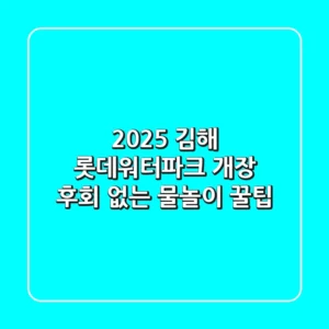 2025 김해 롯데워터파크 개장: 후회 없는 물놀이 꿀팁