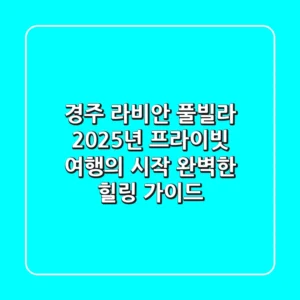 경주 라비안 풀빌라: 2025년 프라이빗 여행의 시작, 완벽한 힐링 가이드