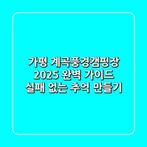 가평 계곡풍경캠핑장 2025 완벽 가이드: 실패 없는 추억 만들기