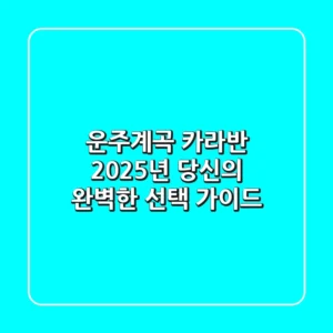 운주계곡 카라반, 2025년 당신의 완벽한 선택 가이드