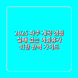 2025 파주 계곡 캠핑: 실패 없는 여름휴가 위한 완벽 가이드!