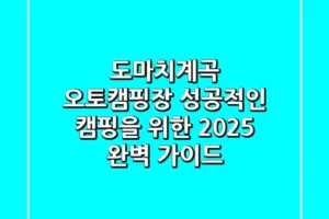 도마치계곡 오토캠핑장: 성공적인 캠핑을 위한 2025 완벽 가이드