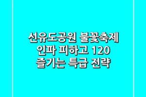 선유도공원 불꽃축제: 인파 피하고 120% 즐기는 특급 전략