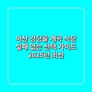 아산 강당골 계곡 식당: 실패 없는 선택 가이드 (2025년 최신!)