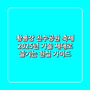 황룡강 친수공원 축제, 2025년 가을 제대로 즐기는 현실 가이드
