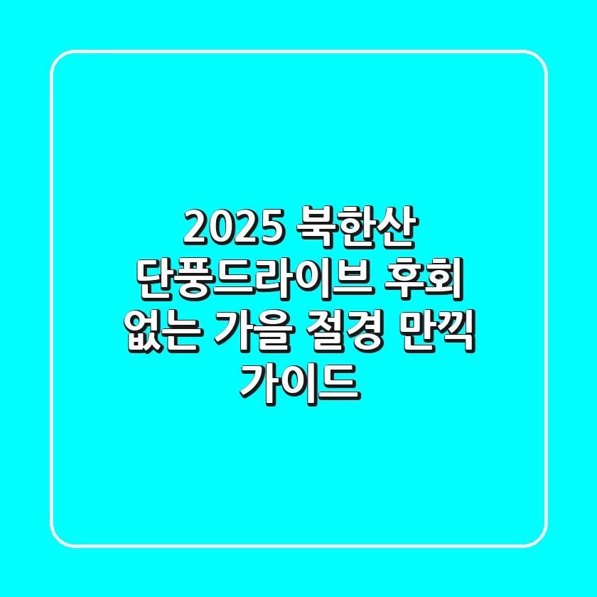 2025 북한산 단풍드라이브, 후회 없는 가을 절경 만끽 가이드