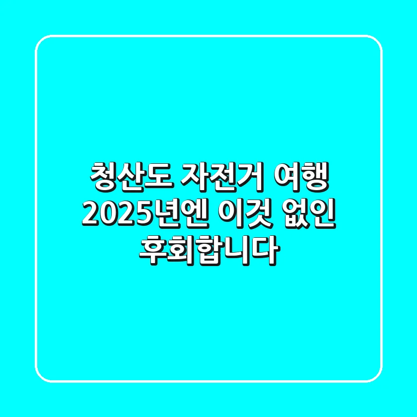 청산도 자전거 여행, 2025년엔 '이것' 없인 후회합니다!