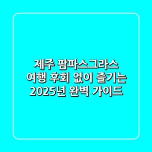 제주 팜파스그라스 여행, 후회 없이 즐기는 2025년 완벽 가이드