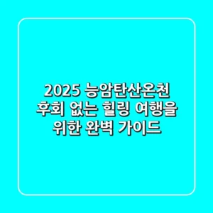 2025 능암탄산온천, 후회 없는 힐링 여행을 위한 완벽 가이드