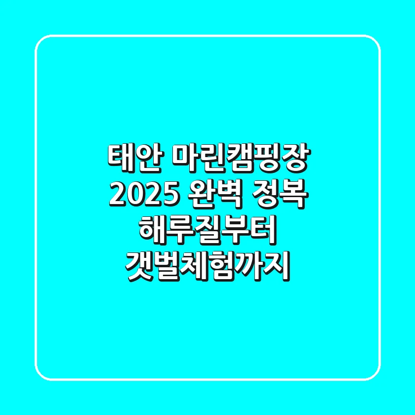 태안 마린캠핑장, 2025 완벽 정복: 해루질부터 갯벌체험까지