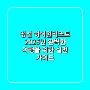 정선 하이원리조트: 2025년 완벽한 여행을 위한 실전 가이드