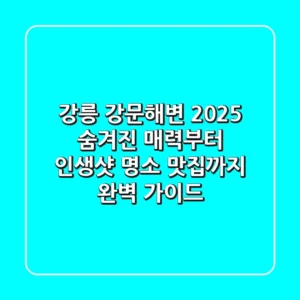 강릉 강문해변 2025: 숨겨진 매력부터 인생샷 명소, 맛집까지 완벽 가이드