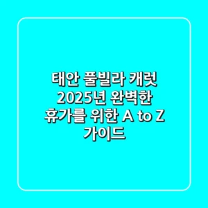 태안 풀빌라 캐럿, 2025년 완벽한 휴가를 위한 A to Z 가이드