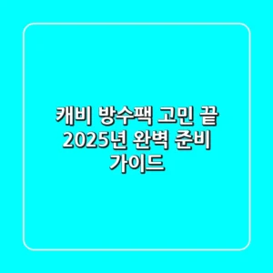 캐비 방수팩 고민 끝! 2025년 완벽 준비 가이드