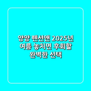 양양 펜션앤: 2025년 여름, 놓치면 후회할 완벽한 선택!