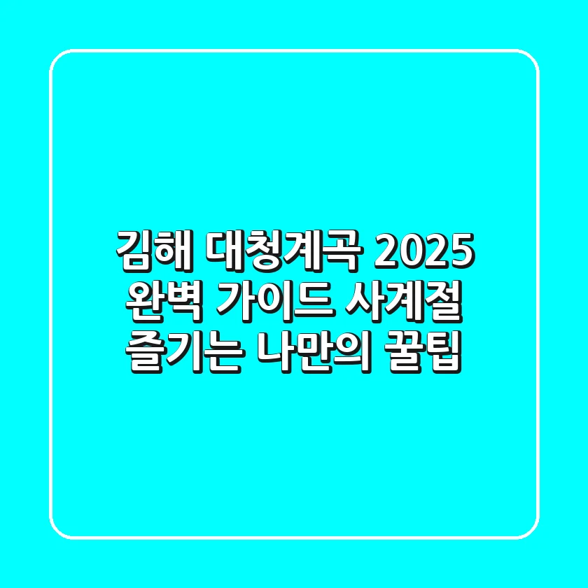 김해 대청계곡 2025 완벽 가이드: 사계절 즐기는 나만의 꿀팁