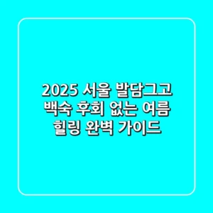 2025 서울 발담그고 백숙, 후회 없는 여름 힐링 완벽 가이드!