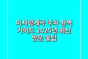 미시령계곡 주차 완벽 가이드: 2025년 최신 방문 꿀팁